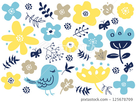 Scandinavian flower pattern pattern 125678709
