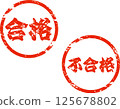 Pass and fail stamp with faded letters 125678802