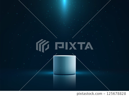 3d white cylinder podium on reflective surface with spotlight technology mockup showcase modern futuristic display 3d white cylinder podium on reflective surface with spotlight technology mockup showcase modern futuristic display 125678828