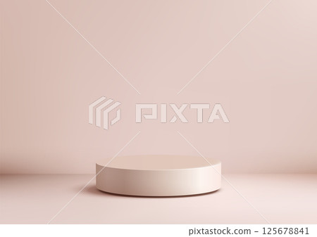 minimal beige cylindrical platform mockup on pink backdrop 3d product display elegant showcase modern clean aesthetic minimal beige cylindrical platform mockup on pink backdrop 3d product display elegant showcase modern clean aesthetic 125678841