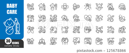 Pediatrics . Medical outline icon . Editable stroke . Vector . Pediatrics . Medical outline icon . Editable stroke . Vector . 125678866