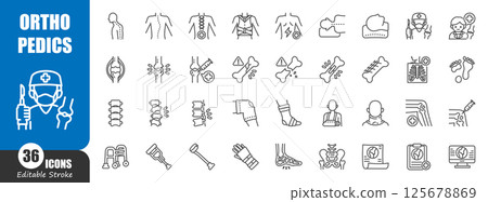 Orthopedics surgery . Medical outline icon . Editable stroke . Vector . 125678869