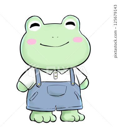 一隻穿衣服的青蛙的人物插圖 一隻穿衣服的青蛙的人物插圖 125679143
