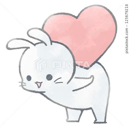 A rabbit posing with a heart on its back (white) A rabbit posing with a heart on its back (white) 125679218