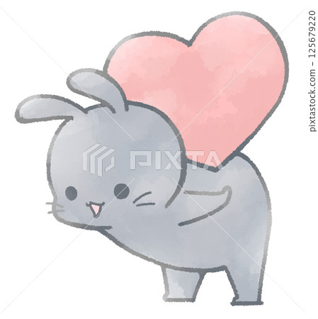 背上有一顆心的兔子(黑色) 背上有一顆心的兔子(黑色) 125679220