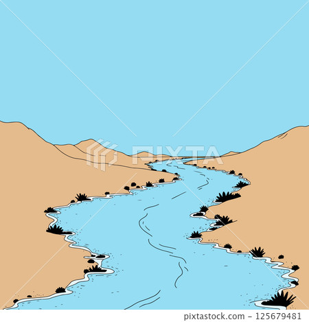 Desert River Landscape Desert River Landscape 125679481