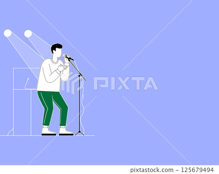 Man Giving a Speech on Stage Man Giving a Speech on Stage 125679494
