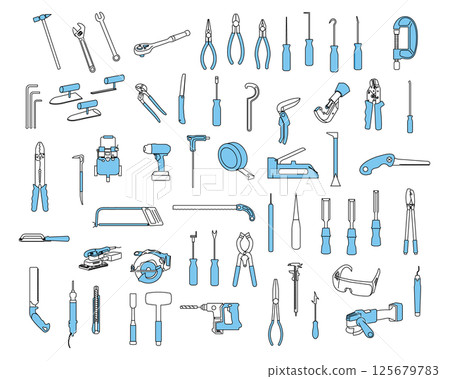 Tool illustration set material Tool illustration set material 125679783