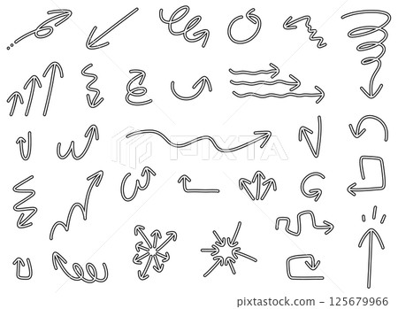 A set of simple outlined arrows 125679966