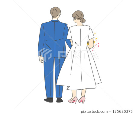 新婚夫婦的後視圖 125680375