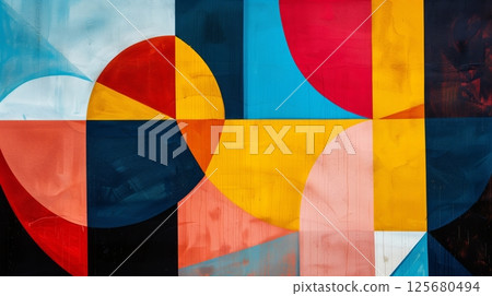 Modern geometric designs use bold shapes and vibrant colors, creating striking and dynamic compositions. Modern geometric designs use bold shapes and vibrant colors, creating striking and dynamic compositions. 125680494