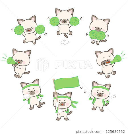 暹羅貓綠色啦啦隊套裝 125680532