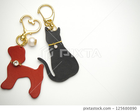 Handmade red dog and black cat keychain 125680890