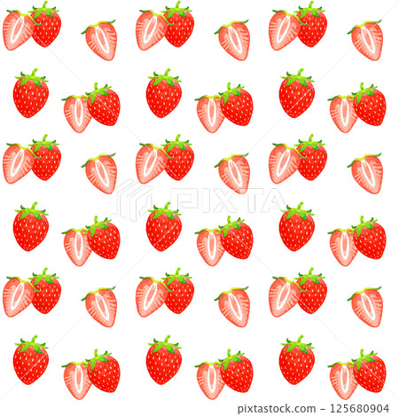 Simple strawberry pattern, hand-drawn watercolor illustration of fruit pattern 125680904