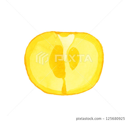 Persimmon cut in half - Hand-drawn watercolor illustration of fruit 125680925