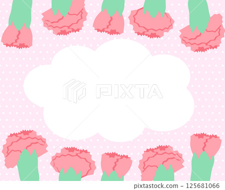 紅色康乃馨裝飾框的插圖 125681066