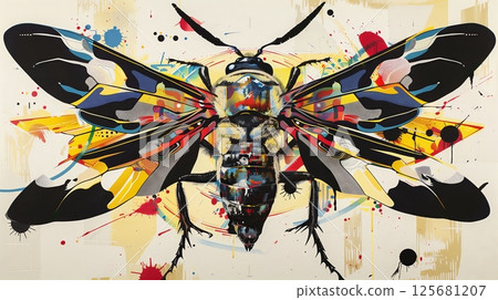 Insect-themed artwork features bold designs, capturing their beauty. Perfect for nature-inspired decor. 125681207
