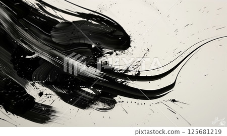 Japanese calligraphy, or 'shodo,' features graceful strokes, combining beauty and profound symbolism. 125681219