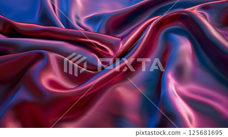 Exquisite silk fabric with smooth texture and vibrant colors, ideal for elegant garments and decor. 125681695