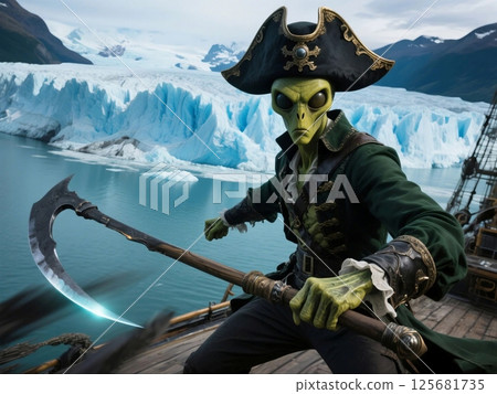Battle of the insectoid alien Mantisman on the Perito Moreno Glacier 125681735