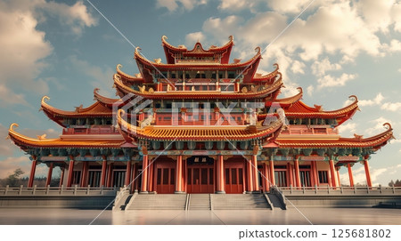 Asian temples boast ornate details, blending craftsmanship with cultural symbolism and historical heritage. Asian temples boast ornate details, blending craftsmanship with cultural symbolism and historical heritage. 125681802