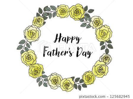 父親節留言卡：手繪黃玫瑰框 125682945