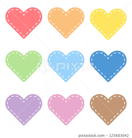A Set of Heart-Shaped Dashed Line Labels 125683042