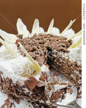 detail of delicious chocolate cake detail of delicious chocolate cake 125683511