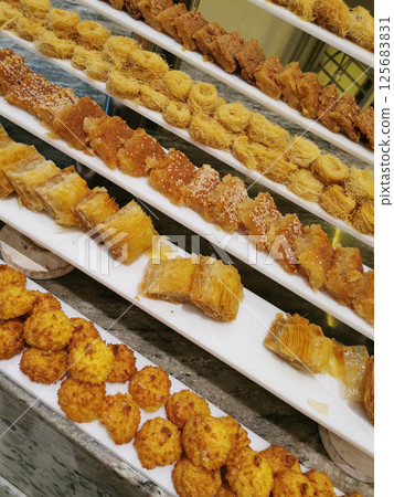 Egypt desserts as nice food background Egypt desserts as nice food background 125683831