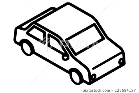 Simple line drawing isometric illustration of a car (sedan) 125684157