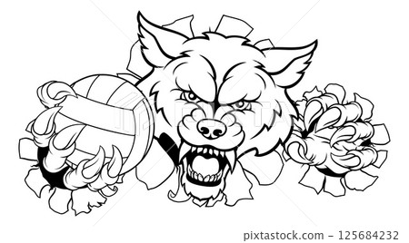 Wolf Werewolf Volleyball Volley Ball Claw Mascot Wolf Werewolf Volleyball Volley Ball Claw Mascot 125684232