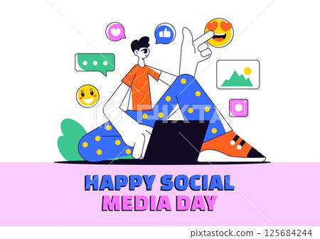 Flat Cartoon Background for Social Media Awareness and Celebration 125684244