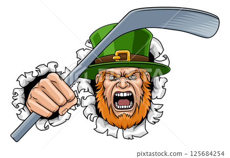Leprechaun Celtic Irish Ice Hockey Sports Mascot Leprechaun Celtic Irish Ice Hockey Sports Mascot 125684254