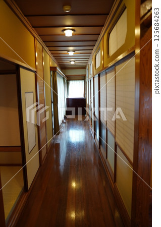 Corridor of Japanese style building Corridor of Japanese style building 125684263