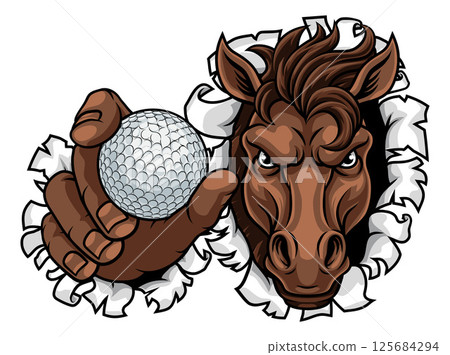 Horse Mustang Stallion Golf Sports Team Mascot Horse Mustang Stallion Golf Sports Team Mascot 125684294