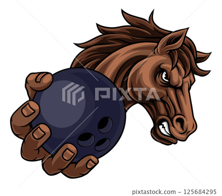 Horse Mustang Stallion Bowling Sports Team Mascot 125684295