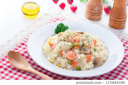 Seafood pilaf 125684390