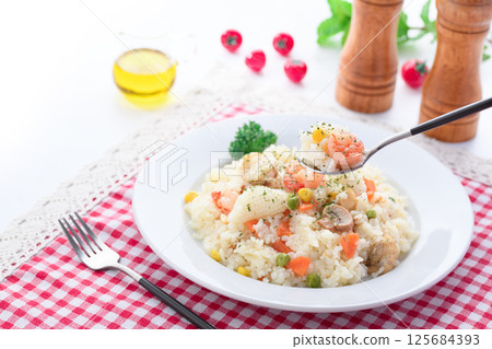 Seafood pilaf 125684393