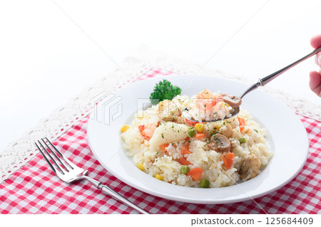 Seafood pilaf 125684409