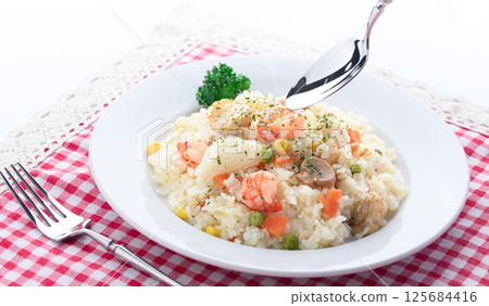 Seafood pilaf 125684416