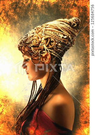 girl with an african plaits 125684756