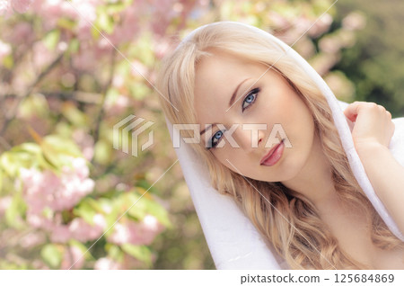 spring portrait with kerchief spring portrait with kerchief 125684869