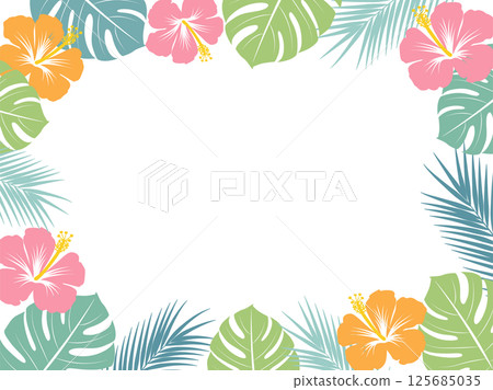 熱帶植物框架_向量插圖 125685035