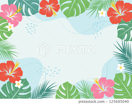 熱帶植物背景框架_向量插圖 125685040