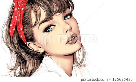 Vintage style portrait of a beautiful woman 125685453