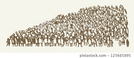 Vector drawing. Big people crowd 125685895