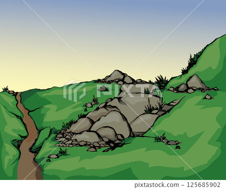 Vector drawing. Road in the mountains 125685902