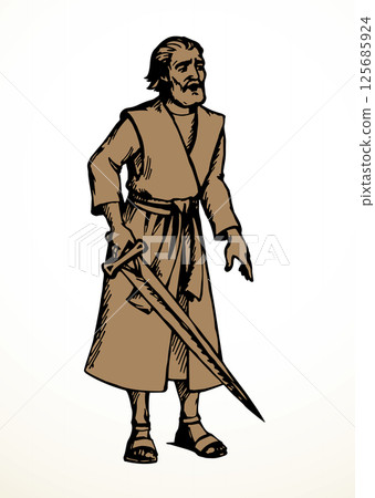 Vector drawing. Man with the sword 125685924