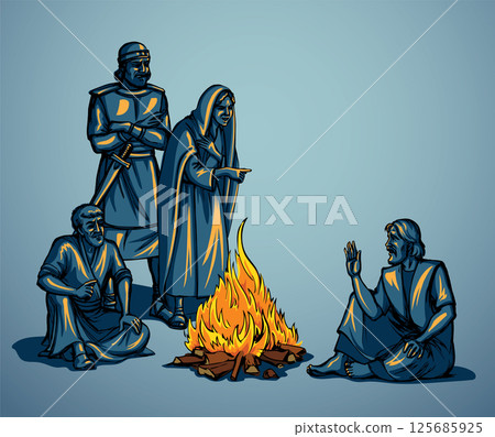 Vector drawing. Man sitting on the ground 125685925