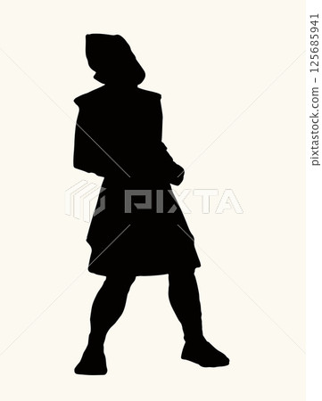 Vector drawing. The king looks at the youths in the oven Vector drawing. The king looks at the youths in the oven 125685941